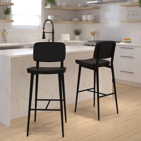 Flash Furniture Black LeatherSoft Barstools with Footrest, PK2 AY-S01-BK-GG